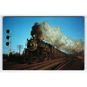 Boston & Maine Railroad Locomotive 3716 Steam Train Postcard 1948